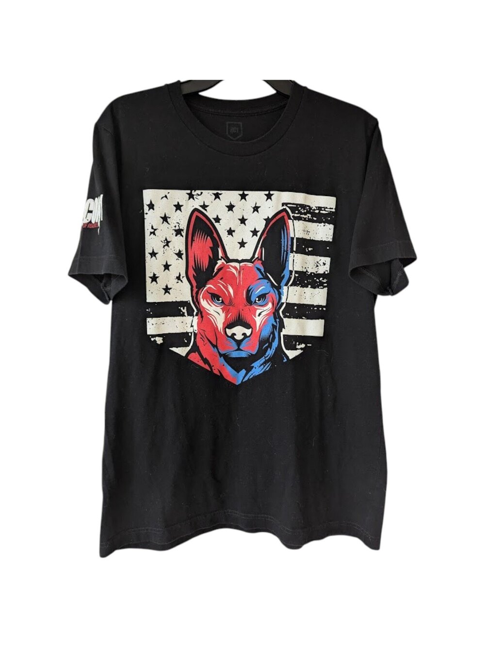 Redcon1 Mens M L Patriotic Dog Flag Graphic T-Shirt Workout Gym USA Red 20.5x28